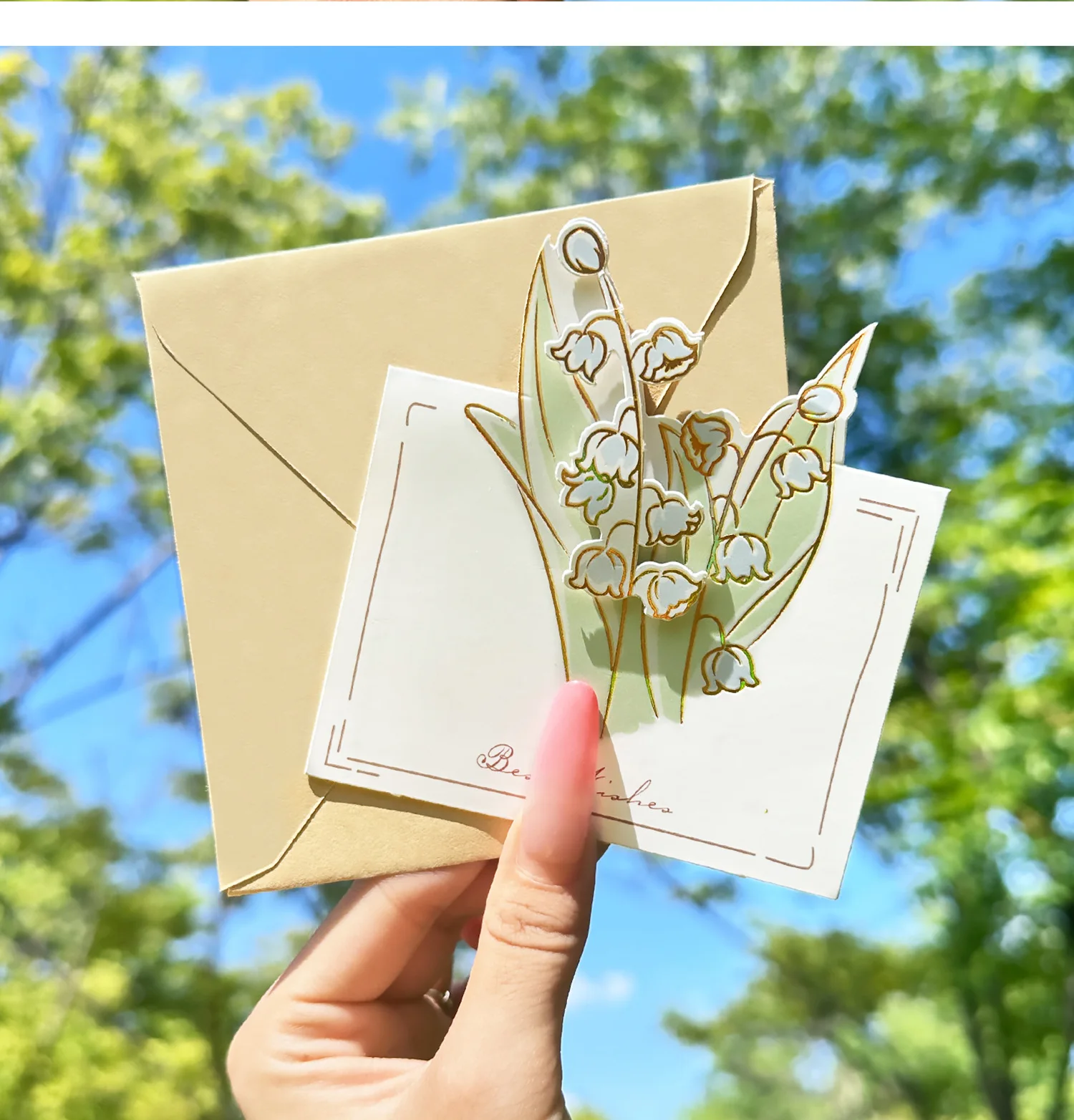 Folding Card With Envelope 3d Foil Stamping 3d Flower Greeting Card Double-Layer 3d Card Embossed Design For Greeting Cards - Image 2