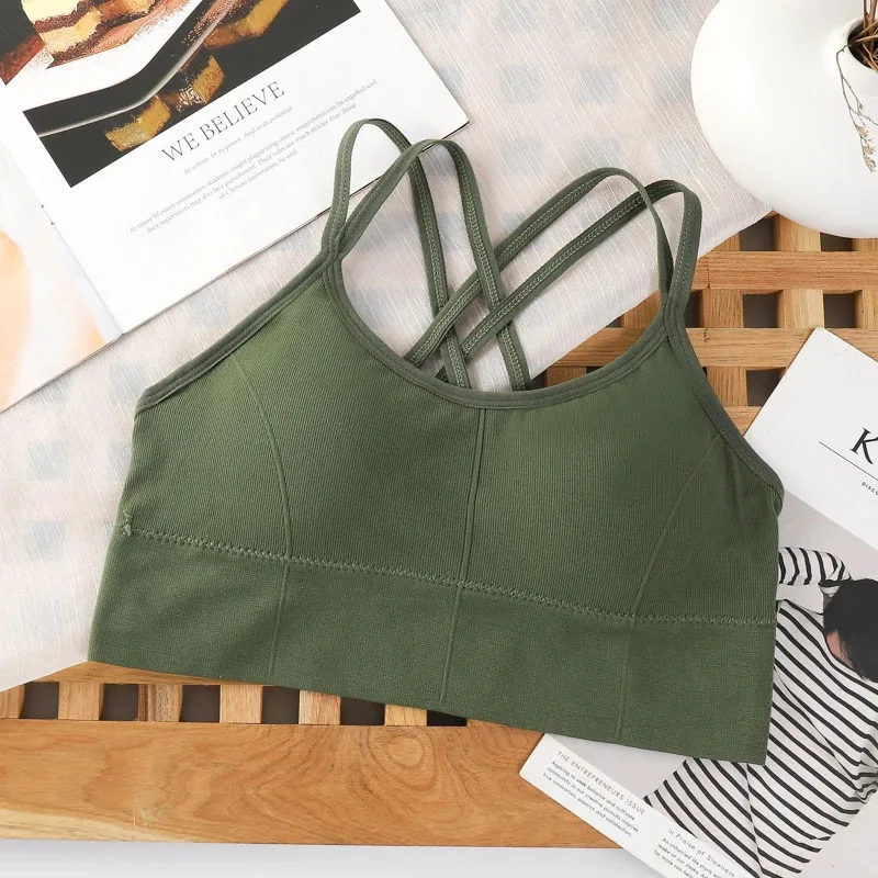 Sexy women Tops back cross strap tank top push up running sports bra breathable soft fitness beauty solid color yoga bra - Image 6
